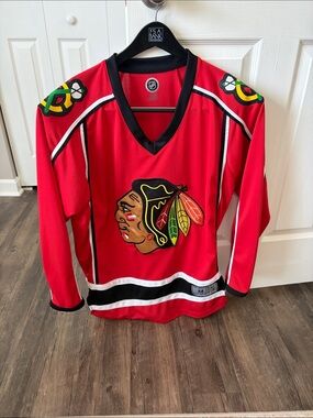 NHL Chicago Blackhawks Red Hockey Jersey with Multicolor Logo